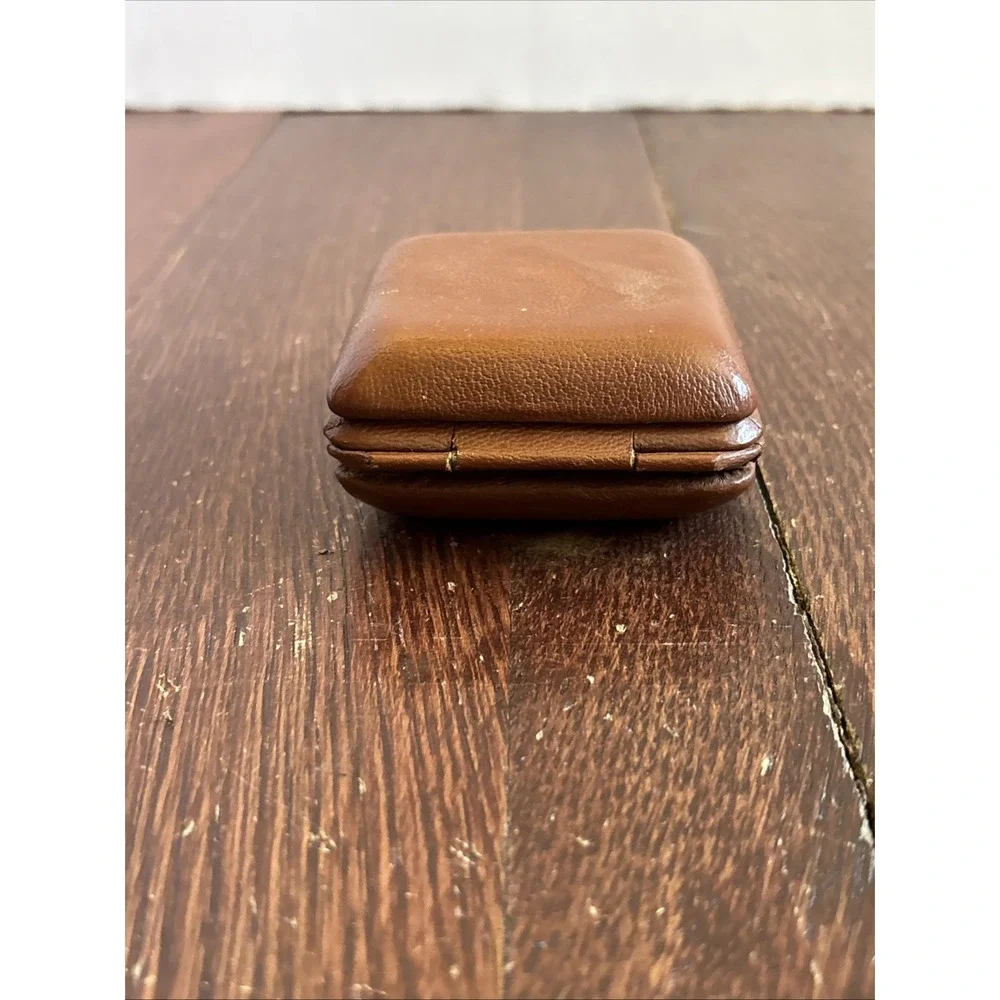 Vintage Travel ALARM CLOCK Heco German Brown Leather 8 days Pocket 1960s